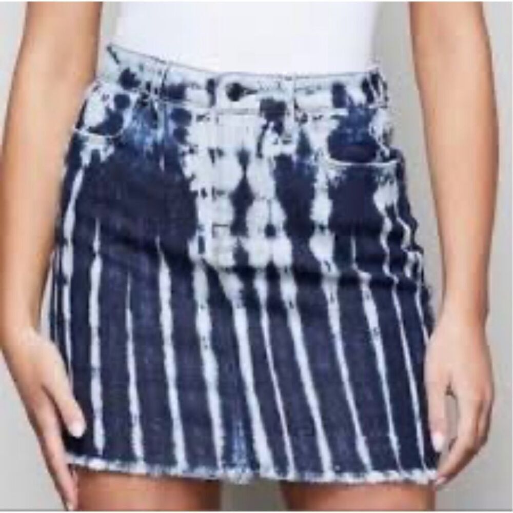 Good American shibori tie dye denim 4/27 mini skirt